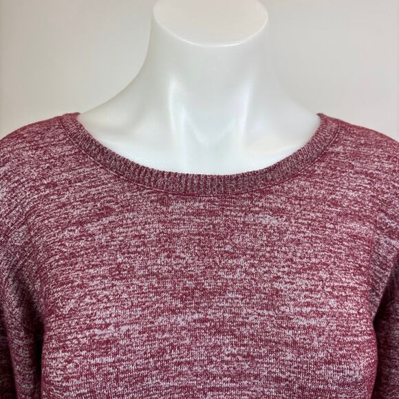 Gap Womens Heather Red Viscose Rib Round Neck Drop Long Sleeve Sweater Top S - Picture 4 of 7